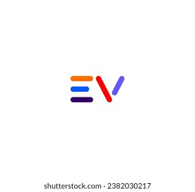 Letter EV, VE Logo Design Template Elemente. Modernes abstraktes Logo für digitale Buchstaben.