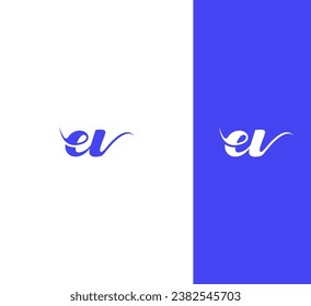 Letter EV, VE logo design template elements. Modern abstract digital alphabet letter logo.