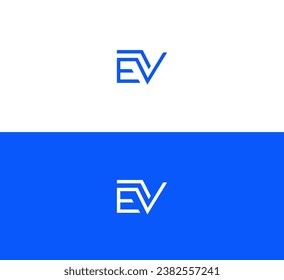 Letter EV, VE logo design template elements. Modern abstract digital alphabet letter logo.