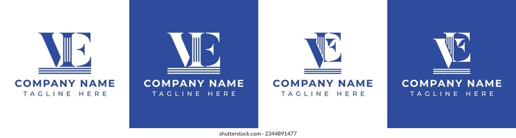 Letter EV and VE Pillar logo, suitable for business with VE or EV related to Pillar.