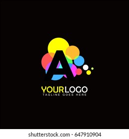 A letter event brand identity. Creative digital abstract and children style. Happy colorful balloon design.