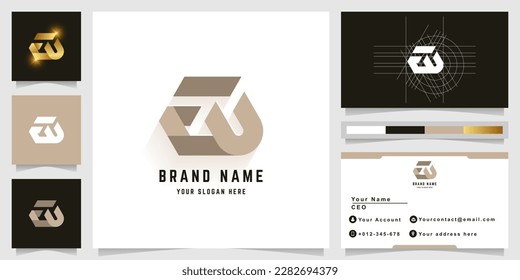 Monogramm-Logo des Letter EW oder FU mit Visitenkartendesign