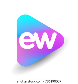 Letter EW logo in triangle shape and colorful background, letter combination logo design for business and company identity.
