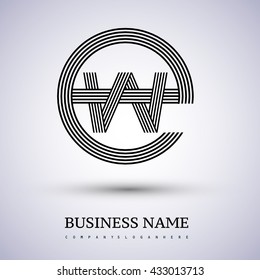 Letter EW or WE linked logo design circle E shape. Elegant black colored, symbol for your business name or company identity