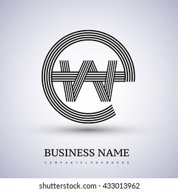 Letter EW or WE linked logo design circle E shape. Elegant black colored, symbol for your business name or company identity