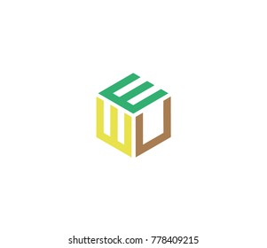 Letter EWU logo template. hexagon logo
