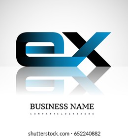 letter EX company linked letter logo icon blue and black. Vector design for company identity.