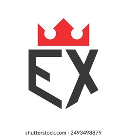 Letter EX Crown Logo. Crown on Letter EX Logo Design Template