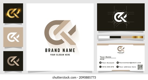 Letter ex or ek monogram logo with business card design