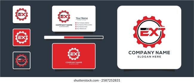Letter EX gear vector logo template This design is suitable for technology industrial or automotive