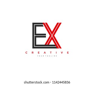 Letter EX Initial Linked Modern Line Corporate Logo