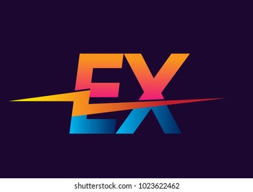 Letter EX logo with Lightning icon, letter combination Power Energy Logo design for Creative Power ideas, web, business and company.