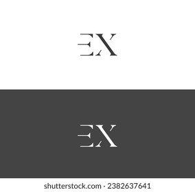 Letra EX, elementos de plantilla de diseño de logotipo XE. Logo de la letra digital abstracta moderna.