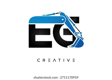 EG Letter Excavator Construction Logo for Engineering and Industrial Company Branding