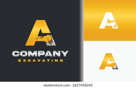 letter a and excavator logo