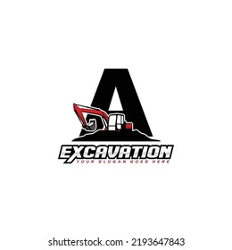Letter A bagger Logo Konzept Vorlage Vektorgrafik.