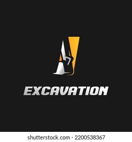vector de plantilla de concepto de logotipo de excavadora de letras I.