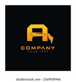 A Letter Excavator Logo Design Vector