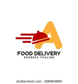 letra Un vector de entrega de comida rápida diseño del logotipo inicial