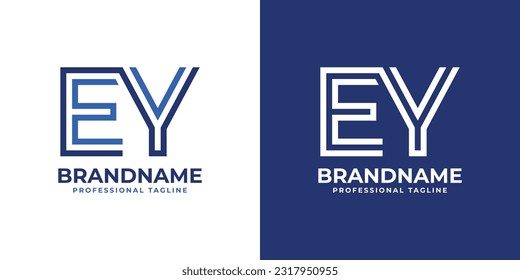 Letter EY Line Monogram Logo, suitable for any business with EY or YE initials.