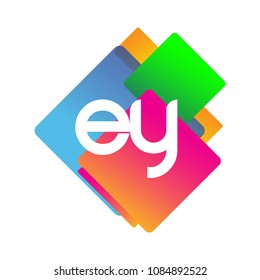 Letter EY logo with colorful geometric shape, letter combination logo design for creative industry, web, business and company.