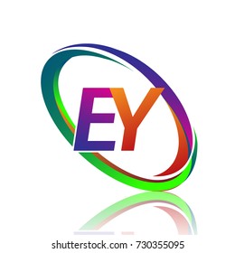letter EY logotype design for company name colorful swoosh. vector logo for business and company identity