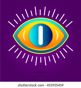 Letter I with eye icon. Vector eye care logo template.