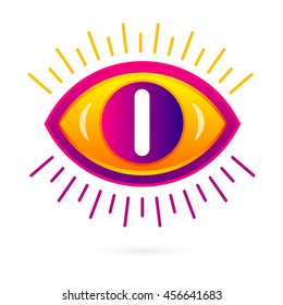 Letter I with eye icon. Vector eye care logo template.