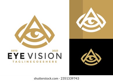 Letter A eye logo design vector symbol icon illustration