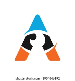 letra A icono de ojo vector concepto de diseño gráfico