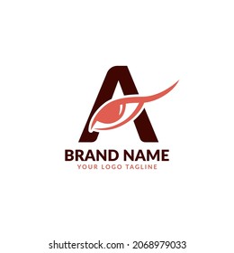 letter A with eye vector logo design