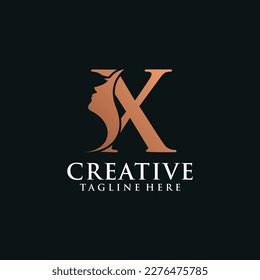 Letter eyelashes logo beauty icon design