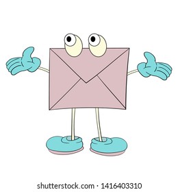a letter with eyes shows a positive emotion, a cartoon drawing, an icon, a caricature.