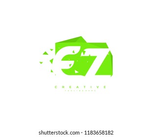 Letter EZ Abstract Rectangle Shape with Modern Geometric Pattern Pixel Logo