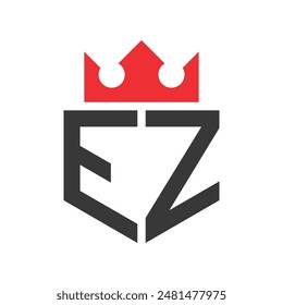 Letter EZ Crown Logo. Crown on Letter EZ Logo Design Template