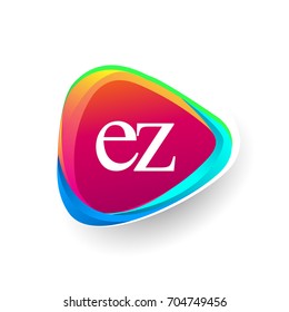 Letter EZ logo in triangle shape and colorful background, letter combination logo design for company identity.
