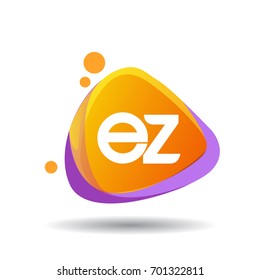 Letter EZ logo in triangle splash and colorful background.