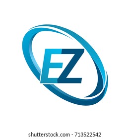 letter EZ logotype design for company name colored blue swoosh. vector logo for business and company identity.