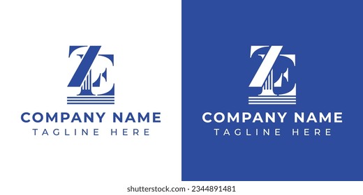 Letter EZ and ZE Pillar logo, suitable for business with ZE or EZ related to Pillar.