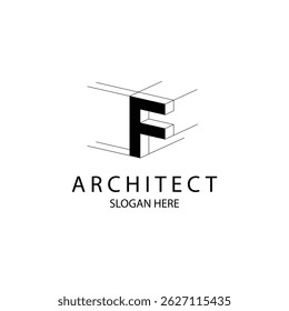 Letter F 3D logo architect for architecture and construction company