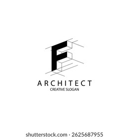 Letter F 3D logo architecture for construction company. property template vector illustration for your brand.