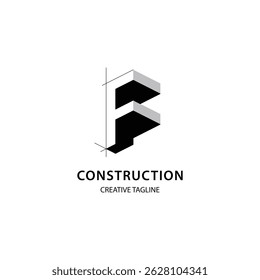 Letter F 3D logo for construction and architecture company. property logo design template for your brand