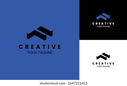 Letter F 3D logo template