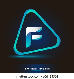 Letter F. 3d Logo and template for business