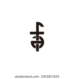 Buchstabe f und ein geometrisches Symbol mit quadratischem Kreis, einfaches Logo, Vektorgrafik