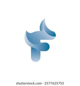 Letter F abstract color symbol icon