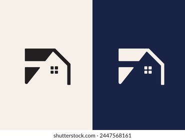 Letter f abstract with house vector logo.letter F home logo design concept vector