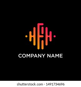 letter F abstract for information technology. minimalistic letter HFH sound music equalizer icon. Vector audio logotype vector