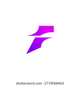 letter F abstract monogram, logo F simple purple