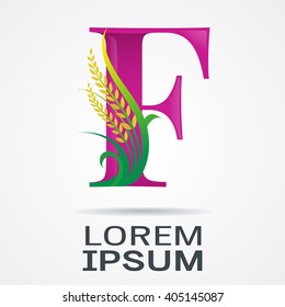 Letter F Agriculture design elements.- vector illustrator 